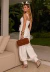 CALÇA COS ALTO E PUNHO FEMININA OFF WHITE PERFECT WAY