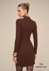 VESTIDO CURTO GOLA ALTA  FEMININO MARROM CAFÉ PERFECT WAY