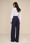 CAMISA BORD INDUSTRIAL  C/ ACESSORIO GRAVATA FEMININA AZUL C/ OFF WHITE PERFECT WAY