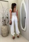 CALÇA COS ALTO E PUNHO FEMININA OFF WHITE PERFECT WAY