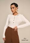 Perfect Way - BLUSA C/ BORD INDUSTRIAL FEMININA OFF WHITE