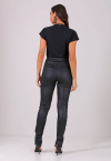 CALÇA SKINNY COM RECORTE DE TELA PRETO PERFECT WAY