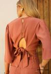 BLUSA CROPPED FEMININA ROSA ENVELHECIDO PERFECT WAY