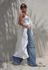 BLUSA FEMININA ALONGADA COM BABADOS OFF WHITE PERFECT WAY