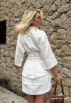 CONJUNTO FEMININO CAMISA ALONGADA OVER + SAIA + CORSELET off white PERFECT WAY