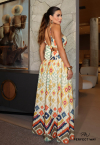 CONJUNTO FEMININO ESTAMPADO CROPPED + SAIA LONGA BEGE / VERDE PERFECT WAY