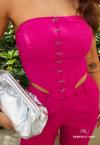 CONJUNTO FEMININO CROPPED + CALÇA ALFAIATARIA fucsia PERFECT WAY