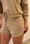 SHORTS  C/ RECORTES COS ELASTICO  FEMININO BEGE PERFECT WAY
