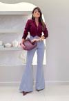 CALÇA FLARE FEMININA CINZA PERFECT WAY