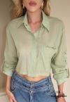 CAMISA CROPPED OVER FEMININA matcha PERFECT WAY