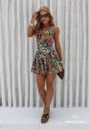 VESTIDO CURTO FEMININO PRETO COM AMARELO PERFECT WAY
