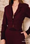 BLAZER CROPPED C/ COLETE FIXO E METAIS INTERNO FEMININO BURGUNDY PERFECT WAY
