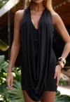 VESTIDO CURTO  COM SOBREPOSIÇÃO FIXA DEGAGÊ FEMININO PRETO PERFECT WAY
