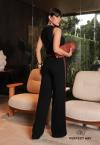 CALÇA FEMININA TRICÔ PRETO COM MARROM PERFECT WAY