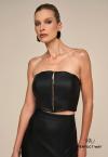 CROPPED COURO SINTETICO (PU) SEM ALCA FEMININO PRETO PERFECT WAY