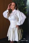 VESTIDO FEMININO  CURTO COM FRANZIDO PEROLA PERFECT WAY