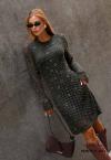 VESTIDO MIDI FEMININO TRICÔ C/ BORDADO MANUAL VERDE MILITAR PERFECT WAY