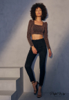 CROPPED C/ OMBREIRA + MANGA BUFANTE preto / bronze PERFECT WAY