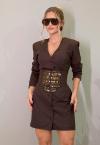 VESTIDO COM CORSELET BORDADO FEMININO MARROM CAFÉ PERFECT WAY