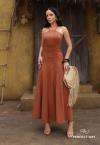 VESTIDO MAXI MIDI FEMININO TERRACOTA PERFECT WAY