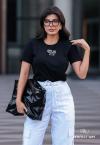 T-SHIRT FEMININA ESTAMPADA PRETO PERFECT WAY