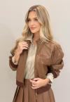 JAQUETA BOMBER  COURO SINTETICO FEMININA cacau PERFECT WAY
