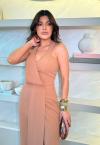 CONJUNTO ALFAIATARIA  BLUSA ELAB DET FRENTE C/ CALÇA C/ BOLSOS amendoa PERFECT WAY