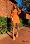 VESTIDO CURTO C/ BORDADO INDUSTRIAL LARANJA PERFECT WAY