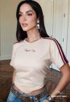 T-SHIRT  BORD INDUSTRIAL FEMININA BEGE PERFECT WAY