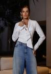 BODY FEMININO C/ GOLA DE LAÇO OFF WHITE PERFECT WAY