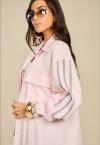 CAMISA OVER C/ BOLSOS E  GALOES FEMININO rosa c/ cinza PERFECT WAY