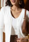 CONJUNTO FEMININO TRICO  CARDIGAN  + REGATA  BRANCO PERFECT WAY