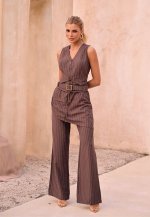 COLETE C/ BOLSO DET METAL FEMININO MARROM CAFÉ PERFECT WAY