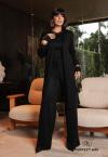 Perfect Way - CARDIGAN FEMININO TRICÔ PRETO COM MARROM