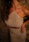 VESTIDO MIDI DE TRICO C/ ABERTURA BORDADO cinza PERFECT WAY