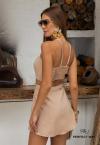 CONJUNTO FEMININO BLAZER + CROPPED COM METAL NUDE PERFECT WAY