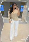 CALÇA PANTALONA FEMININA OFF WHITE PERFECT WAY