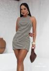 Perfect Way - BLUSA FEMININA ASSIMÉTRICA OFF WHITE C/ VERDE MILITAR