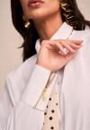 CAMISA  C/ ZIPER PUNHOS , BOTAO  FEMININA OFF WHITE PERFECT WAY