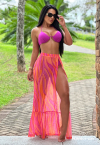 SAÍDA DE PRAIA SAIA LONGA ESTAMPADA  LARANJA / PINK PERFECT WAY