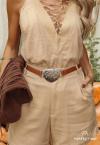 CINTO FEMININO COM FIVELA MARROM C/ PRATA PERFECT WAY