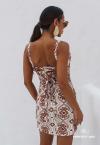 VESTIDO CURTO FEMININO OFF WHITE COM BEGE PERFECT WAY