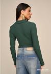 BLUSA C/ GOLA BORD INDUSTRIAL DECOTE FEMININA VERDE PERFECT WAY