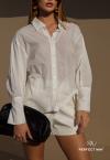 CAMISA FEMININA OVER ASSIMETRICA OFF WHITE PERFECT WAY
