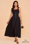 VESTIDO MAXI MIDI  PRETO PERFECT WAY