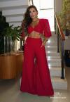 CONJUNTO CROPPED + CALÇA PANTALONA  VERMELHO PERFECT WAY