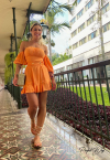 VESTIDO CURTO C/ BORDADO INDUSTRIAL LARANJA PERFECT WAY