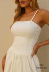 VESTIDO MIDI BALONE FEMININO OFF WHITE PERFECT WAY