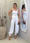 CALÇA COS ALTO E PUNHO FEMININA OFF WHITE PERFECT WAY
