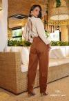 CALÇA BALLOON FEMININA COM BOLSO CARGO FERRUGEM PERFECT WAY